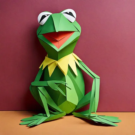 Kermit the frog PaperCutout style <lora:sdxl-PaperCutouts-Dreambooh:1>, Very detailed, clean, high quality, sharp image
