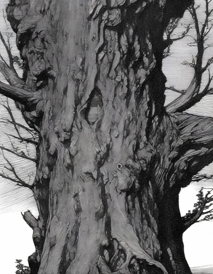 tree trunk, extreme up close shot, franklin booth style <lora:franklin_booth_style_sdxl_v16-000016:1>