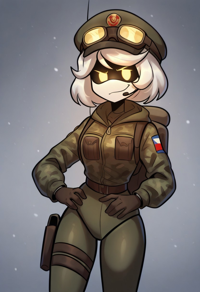 (masterpiece, high quality, highly detailed, best quality), SD-V, 1girl, solo, robot girl, humanoid robot, robot joints, hairband, short white hair, yellow eyes, solid circle pupils,
solider smoking, solider hat, war, trenches, explosions from behind, yellowish lighting, blaster in hand, snow
upper body, scated, confused