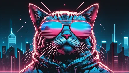 (realistic, flat color:1.2), mad-cyberspace,
BREAK
1cat, solo, (hood up, animal head, sunglasses:1.4), wind, cyborg, glowing, 80s,
billboard, light particles, faded, night, dutch angle, close-up, (synthwave, simple background, space background, blurry background, depth of field:1.32),
shadow, pink, blue, lineart, ultra detailed, highres, digital art, <lora:Beatrix_potter_drawing_style:0.5> , in the style of Beatrix Potter, <lora:Neon_Cyberpunk_Cyberspace_Pony:0.8>