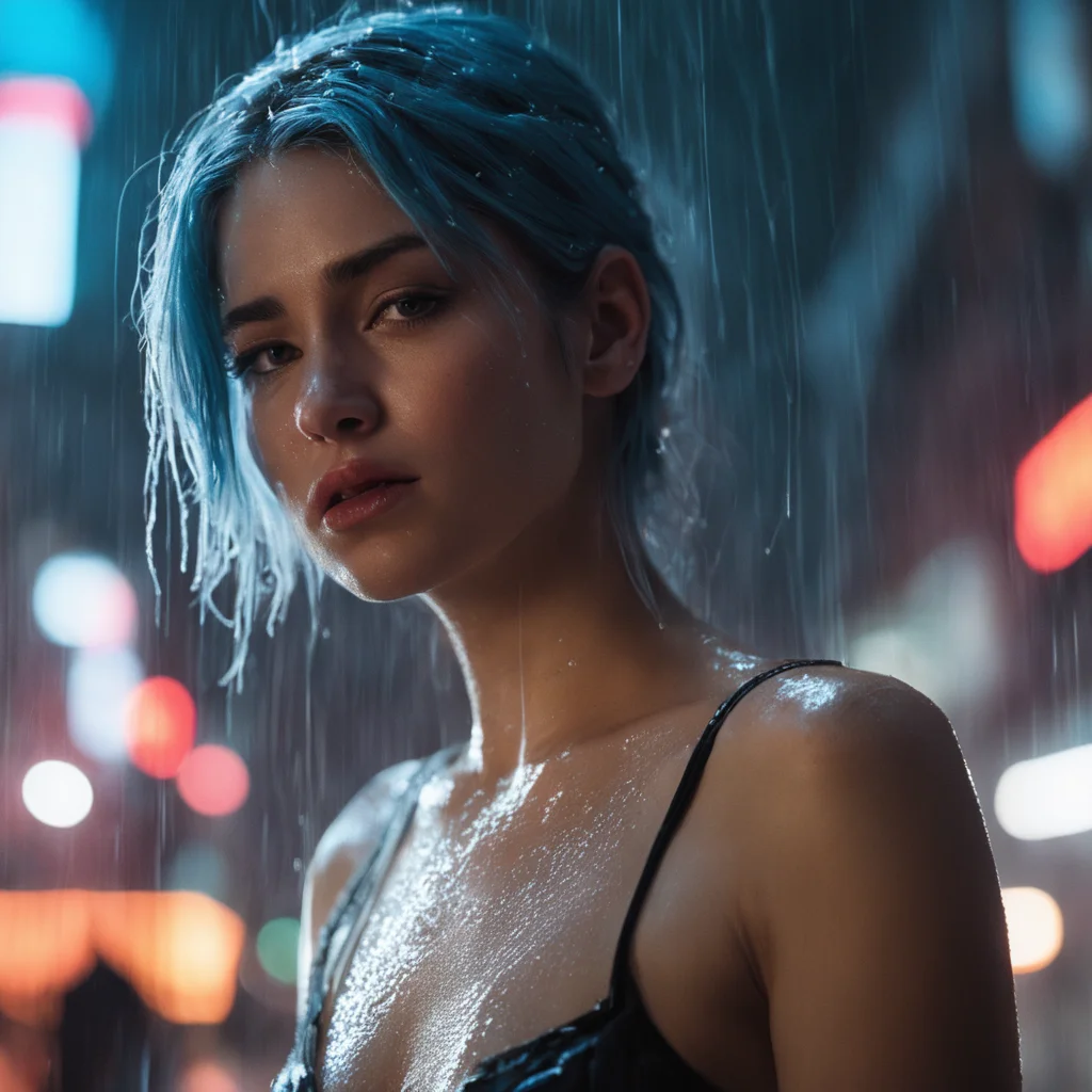 RAW photo, (photo flash:1.5) (fashion photography) (pictorialist style), fashion shot, realistic photo style, sharp focus,
(full body shot) of a 20 yo girl with ice blue hair in future clothes, angry or crying and sad looking, tearful and open-mouthed, reveal sorrow, open mouth, teary, tear, sorrow, crying, transparent liquid, water tears, glass tears, cute face, eye level, focus on eyes,
she ist wearing a sleek metallic jumpsuit with holographic accents, LED-lit seams, form-fitting silhouette, iridescent fabric, touch-responsive panels, adaptive color-changing, avant-garde asymmetry, integrated tech accessories, gravity-defying drapes, translucent mesh inserts, biomimetic textures, 3D-printed details, energy-efficient materials, microfiber sensors, minimalist cutouts, modular layering, neural interface compatibility, solar-charging capabilities
She is holding a white cat, rain, (wet fur:1.2), water droplets, puddles, drenched, shimmering, damp paws, misty air, whiskers glistening, gray skies, reflective eyes, soggy whiskers, damp nose, fur clinging, splashing, damp coat, rainy day, water-soaked, watery world
photo location is a night scene from blade runner movie: moviestill, (bright dazzling neon lights:1.3), futuristic skyline, neon-lit alleys, rain-soaked pavement, towering skyscrapers, gritty urban sprawl, synthetic humans, bustling crowds, holographic billboards, flying vehicles, dimly lit shops, cyberpunk aesthetics, dystopian atmosphere, steamy vents, flickering lights, androids in shadows, moody reflections, artificial intelligence, techno-noir setting, dark mysteries, urban decay, rain-slicked streets, augmented reality, electronic hum, metropolitan dystopia, eerie silence, urban isolation, polluted skies, neon glow, tech-enhanced crime, melancholic undertones, enigmatic figures, uncertain future, digital billboards, glimmering advertisements, corporate dominance, haunting alleys, tech noir ambiance, abandoned corners, cybernetic implants, forbidden desires, existential questions, artificial lifeforms, ethereal music, looming architecture
dappled light on face, pale skin, no make-up, detailed face and eyes, natural skin texture, (highly detailed skin:1.1), (textured skin:1.1), (skin pores:1.1), (oiled shiny skin:0.5), (skin blemish:1.2), (imperfect skin:1.1), intricate skin details, visible skin detail, detailed skin texture, detailed eyes, round iris, remarkable detailed pupils, light reflections in her eye, visible cornea, highly detailed iris, tiny blood vessels in the eye, small freckles, wrinkles, pimples, beauty spot, <lora:polyhedron_all_sdxl-000004:0.7>
celluloid's unique character, film grain, (no depth of field:1.5), movie shot with (panavision panaflex gold camera:1.1) on (celluloid:1.2), shot by ridley scott, shot by Denis Villeneuve, best quality, masterpiece, ultra high res, (photorealistic:1.4), 8K raw photo, professional photography, award winning photo, ((light)) photography