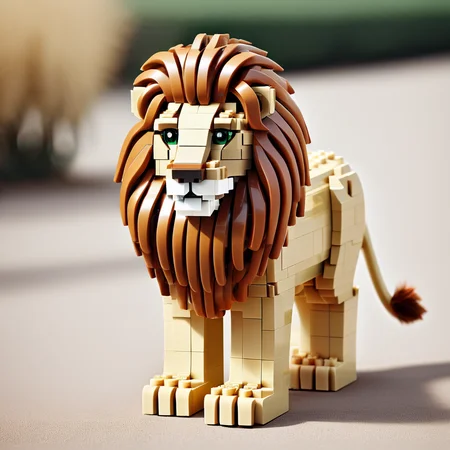 a lego lion, <lora:LegoXL-v1:0.8>