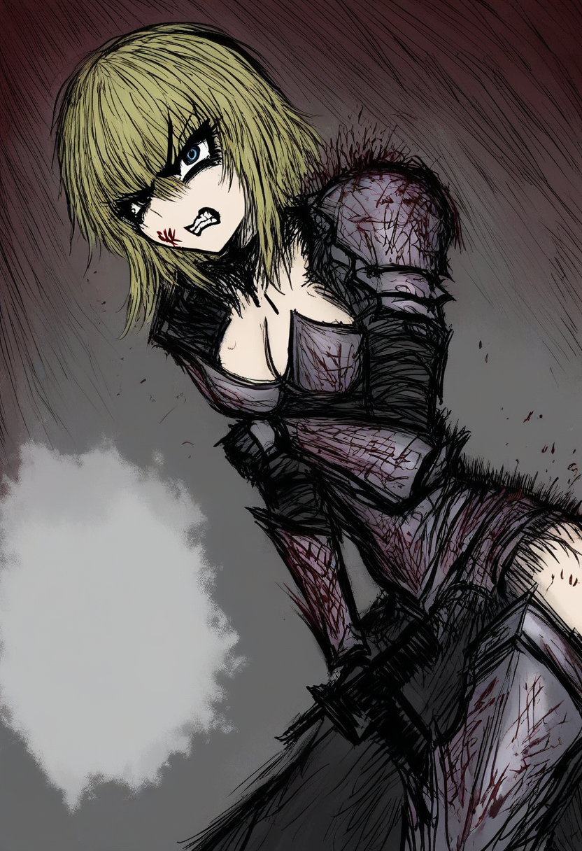 black souls style, <lora:Black_souls_style322:1>,angry face,armor,scream