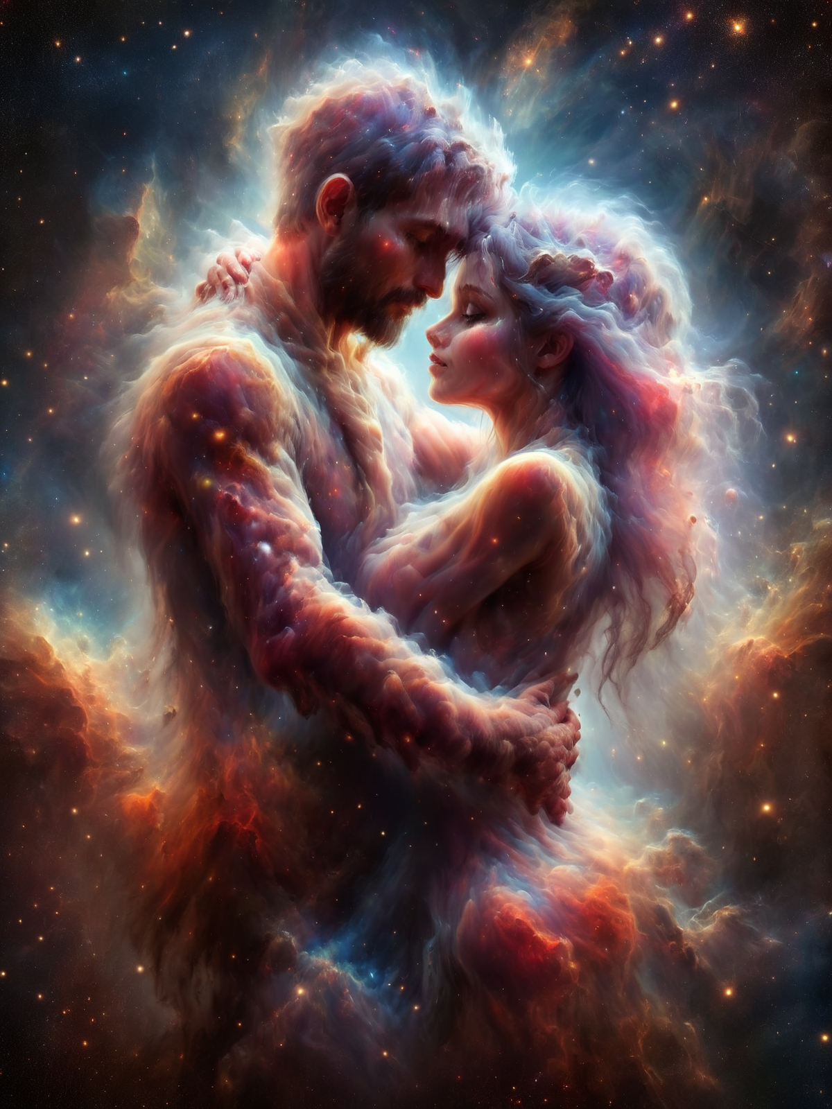 mad-nbla couple embracing,  <lora:Space_Nebula_Style_SDXL:1.0>, (masterpiece:1.2), best quality, (hyperdetailed, highest detailed:1.2), high resolution textures