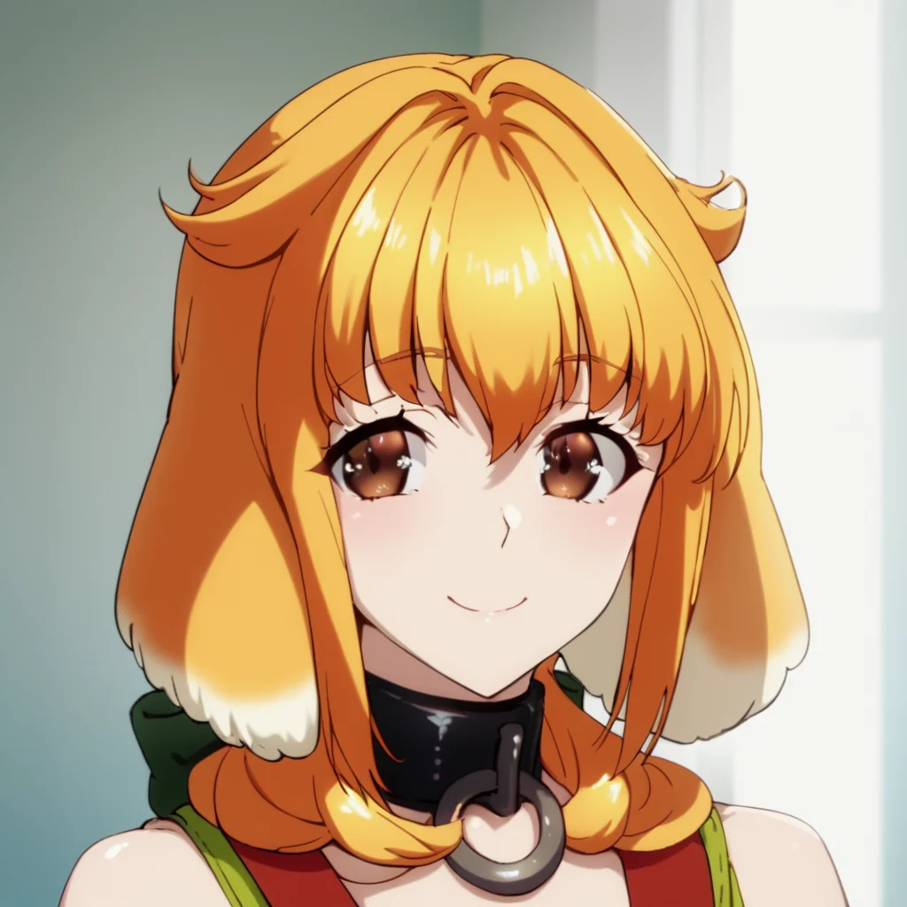 score_9, score_8_up, score_7_up, score_6_up, score_5_up, score_4_up, source_anime, , Roxanne, blonde hair, brown eyes, orange hair, shiny hair, dog girl, floppy ears, , soft smile, portrait