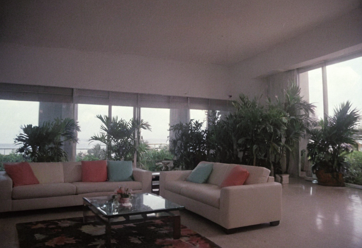analog film photo MiamiVice, indoors . faded film, desaturated, 35mm photo, grainy, vignette, vintage, Kodachrome, Lomography, stained, highly detailed, found footage