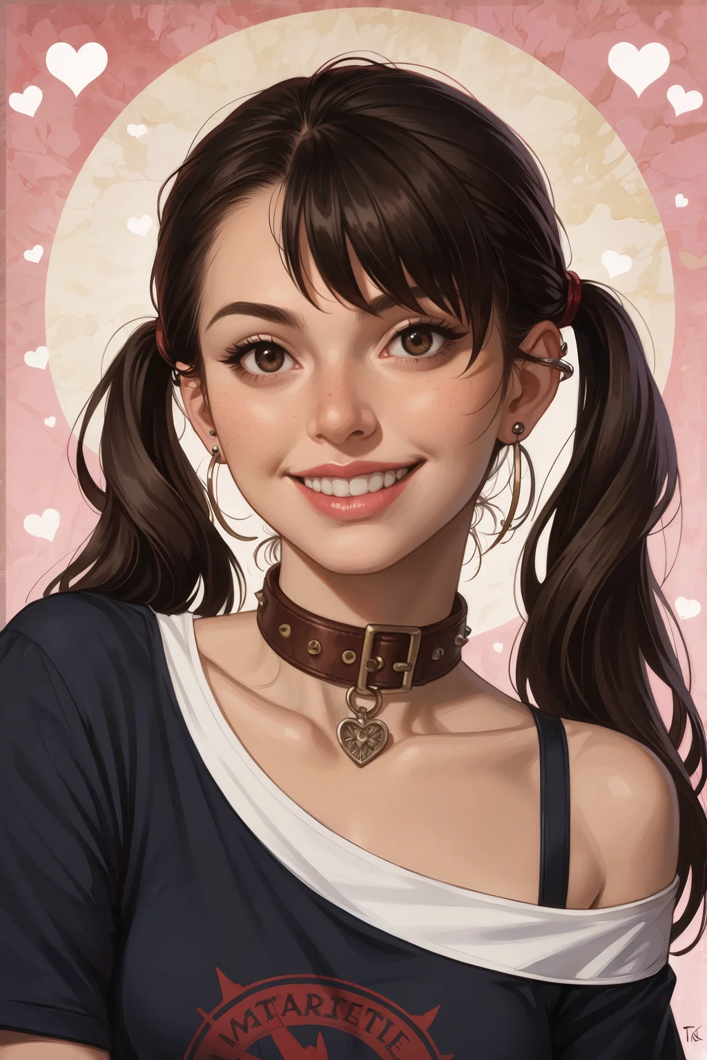 score_9_up, score_8_up, score_7_up, Casual, cell_shading, detailed, detailed background, detailed face, masterpiece, best quality, highly detailed, (realistic face),
1girl, (collar_tabs:1.3), adjusting_hair, heart background,
BREAK
BREAK
1girl, off-shoulder shirt, uneven twintails, ear piercing, fingersmile,
original, sharp,
(ultra realistic, 32k, masterpiece:1.2), (high detailed skin:1.1), (high quality:1.1), <lora:incase---1:0.3> <lora:by_hattori_mitsuri-v3-pony:0.8> by Hattori Mitsuru