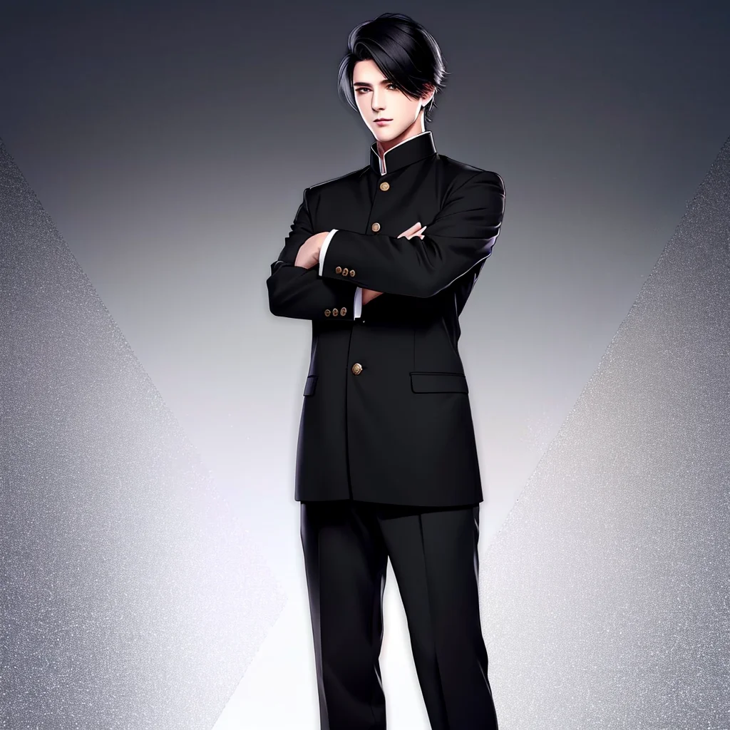 <lora:BIW:0.6>, FH, Masterpiece, best quality, sharp, contrast, realistic drawing, tall black haired man, short hair,
<lora:Gakuran:0.75>, Gakuran, a man in a black gakuran and pants standing with his arms crossed , man wearing the gakuran, golden buttons