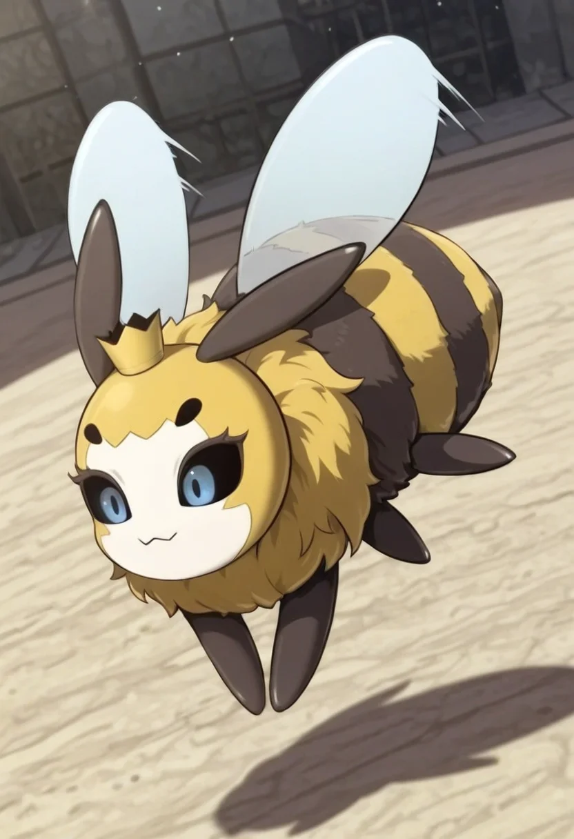 score_9, score_8_up, score_7_up, solo , <lora:add-detail-xl:3>,
BREAK
<lora:Bee_Queen_illustrious:0.8>, monster bee, pokemon (creature), bug, blue eyes, mini crown, flying,,