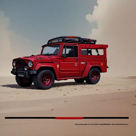 concept art vehicle, car, jeep, rusty red hover car, scifi