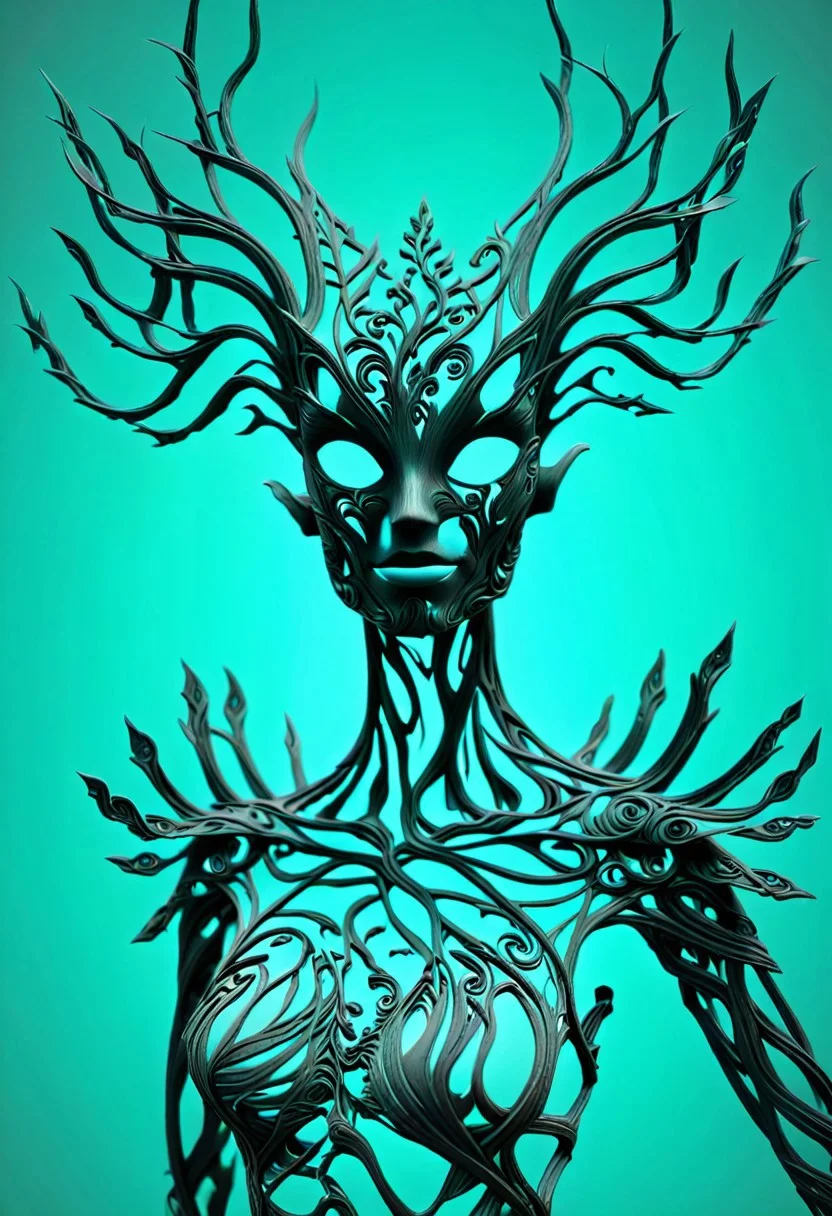 solo,
masterpiece, intricate details, thin sharp black metal swirls, exquisite delicate openwork black metal body structure, intricate detailed thin filigree delicate inner structure,
disconnected limbs, disconnected parts,
close-up shot of full body, see through body, simple cyan background, openwork,
fractal style, YhnrFractalXL, organic, metallic, strings, plates, strips, floating, sharp, smooth, spikes, fluid, straight, rough, curved, open,
slvt, fflix_shards
