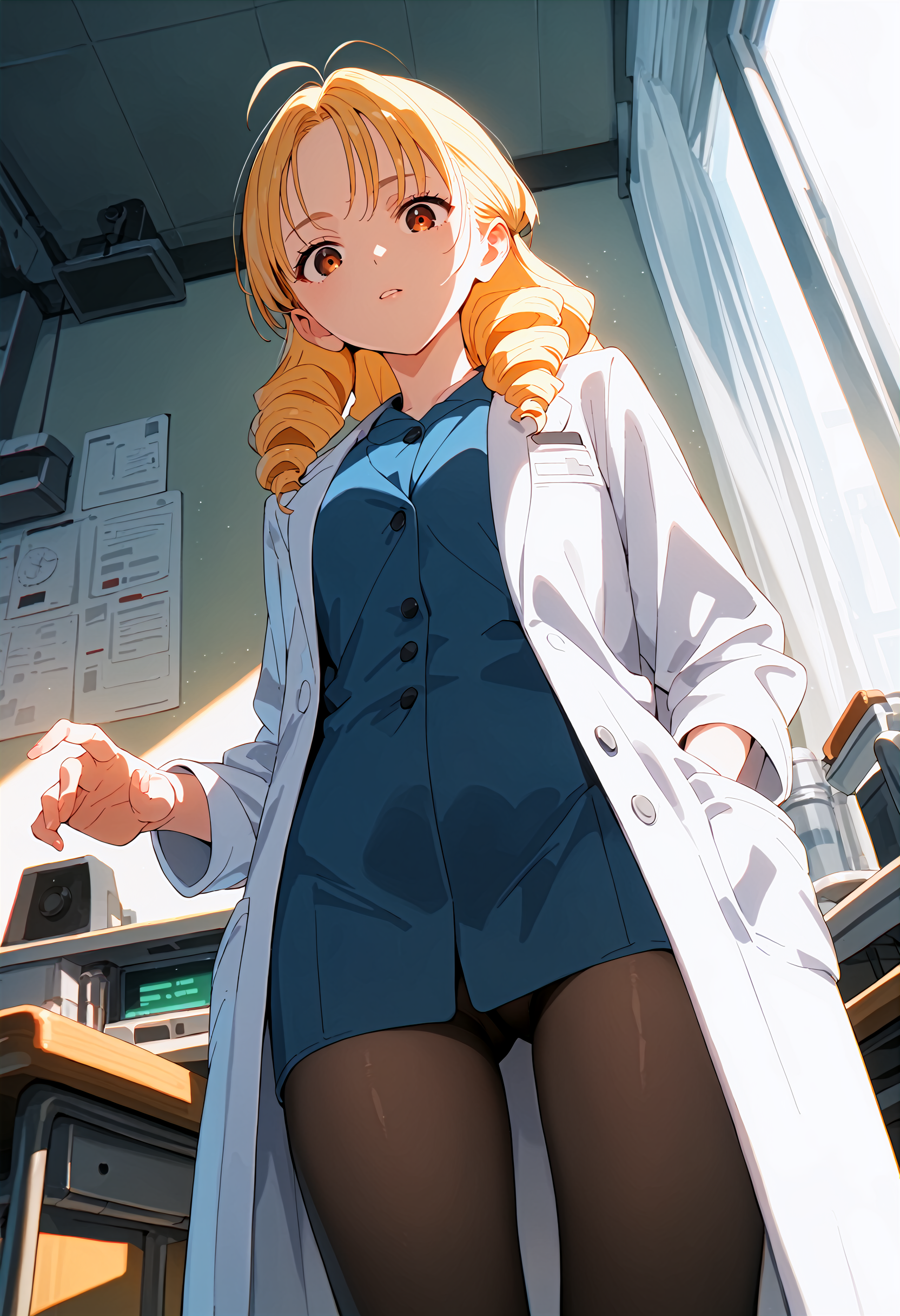 score_9,score_8_up,score_7_up,source_anime,
1girl,solo,drill hair,labcoat,pov crotch,looking at viewer,
dynamic_angle,cinematic_angle,
<lora:stylish&chic_pony_bx-v1.02:1>,