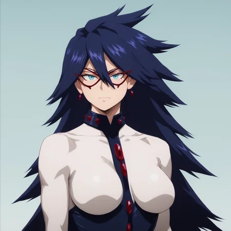 <lora:SlimesMidnight:1>, score_9, score_8_up, score_7_up, slimes_midnight, woman, solo, facing viewer, skin tight suit, night club background