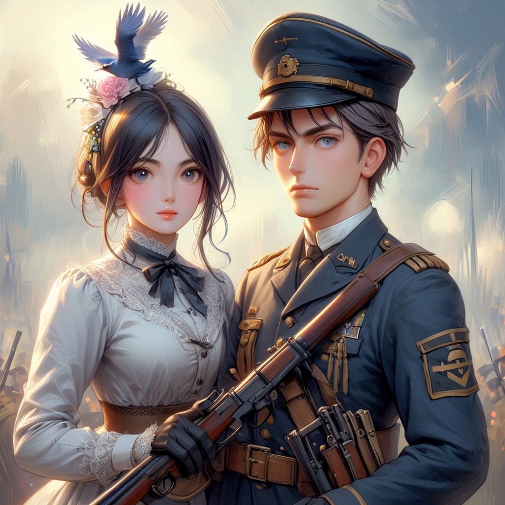 FFROA, 1girl, a soldier, victorian rifleman