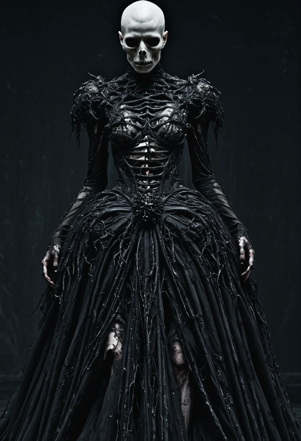 Horror-themed <lora:Alexander McQueen-concept art-000005:1>, alexander mcqueen . Eerie, unsettling, dark, spooky, suspenseful, grim, highly detailed