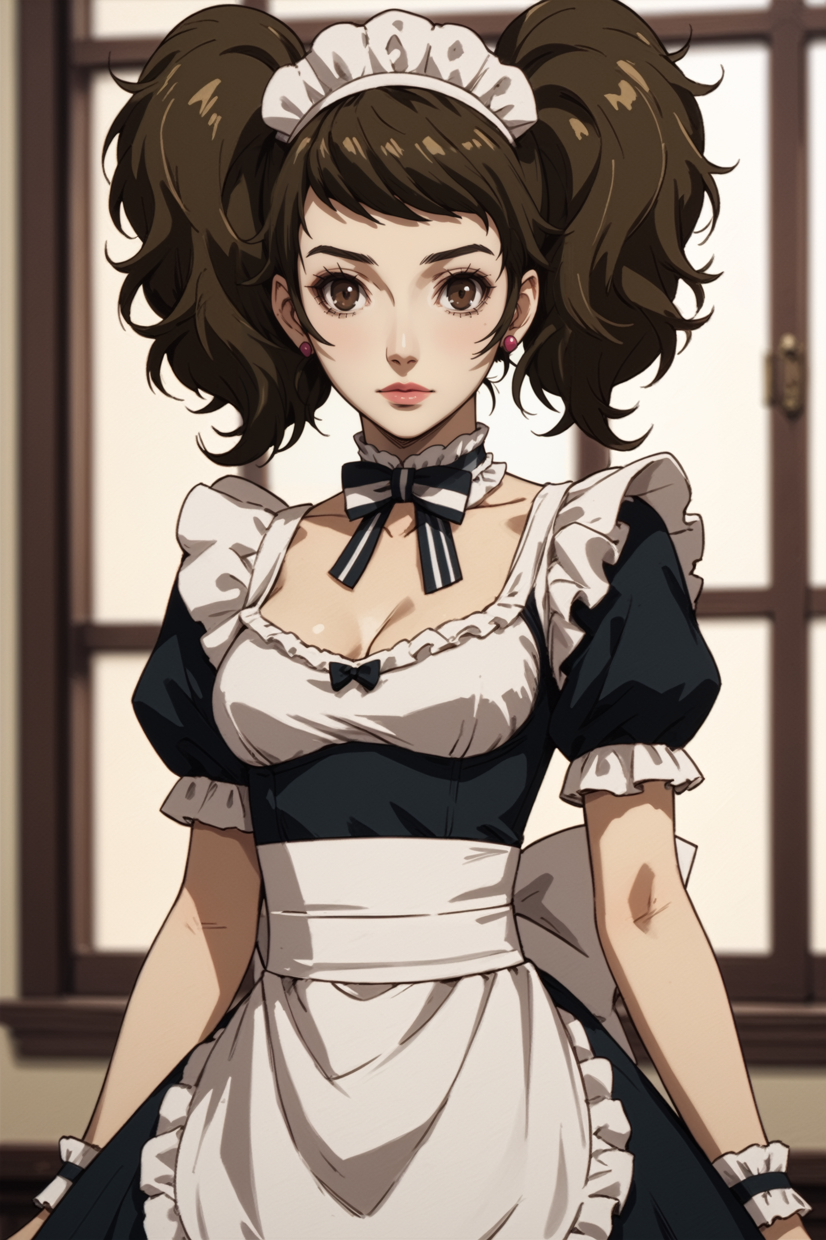 score_9, score_8_up, score_7_up, score_6_up
<lora:P5Sadayo:0.8>
P5Sadayo, 1girl, brown hair, brown eyes, wavy hair, looking at viewer, twin tails, maid outfit, maid headdress, cowboy shot