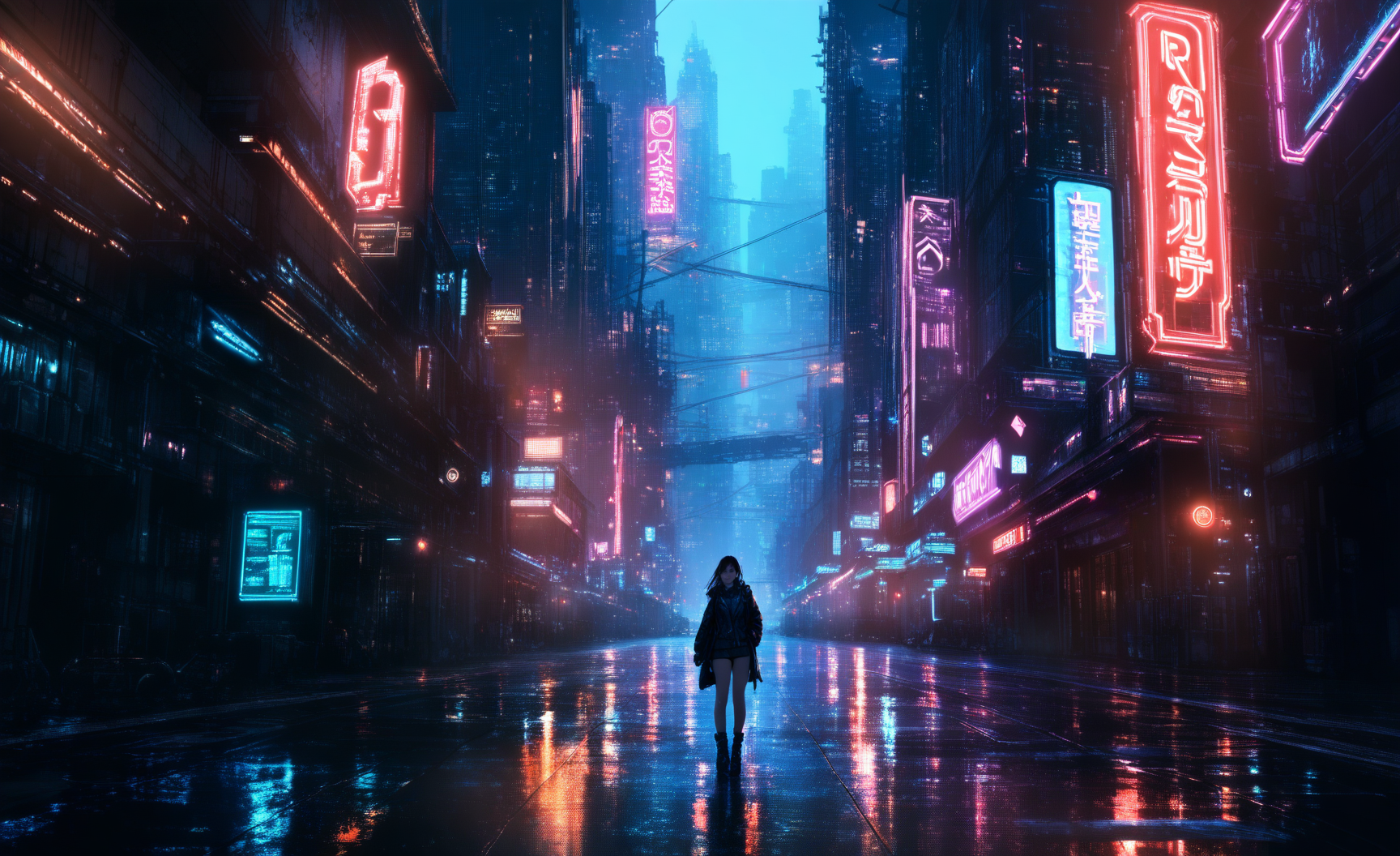 Horror-themed masterpiece,high score,great score,absurdres,.,cyberpunk,dark,scenery,city,cityscape,science fiction,city lights,street,neon lights,realistic,<lora:r0k00g00th:1.1>,r0k00g00th,r0kur3&l1tyHD,Roku WildCards/Weather, . Eerie, unsettling, dark, spooky, suspenseful, grim, highly detailed