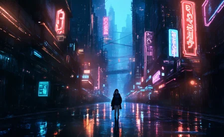 Horror-themed masterpiece,high score,great score,absurdres,.,cyberpunk,dark,scenery,city,cityscape,science fiction,city lights,street,neon lights,realistic,<lora:r0k00g00th:1.1>,r0k00g00th,r0kur3&l1tyHD,Roku WildCards/Weather, . Eerie, unsettling, dark, spooky, suspenseful, grim, highly detailed