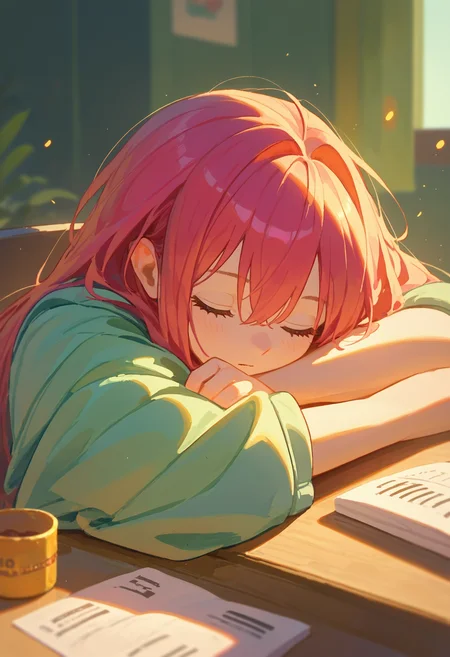 score_9, score_8_up, score_7_up, 1girl, head rest arm rest, sleeping
<lora:head_rest_arm_rest_pony_1:1>