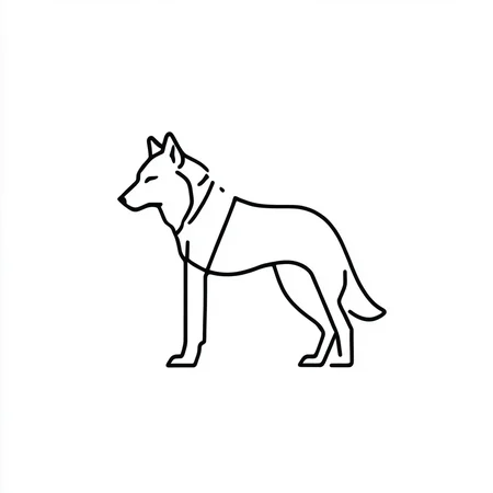 <lora:Simplest_line_art:1> ARSMJSTYLE, simplest line art, Geometric animal, abstract shapes, wolf silhouette, clean lines, minimalist style, negative space, modern design, simple contours