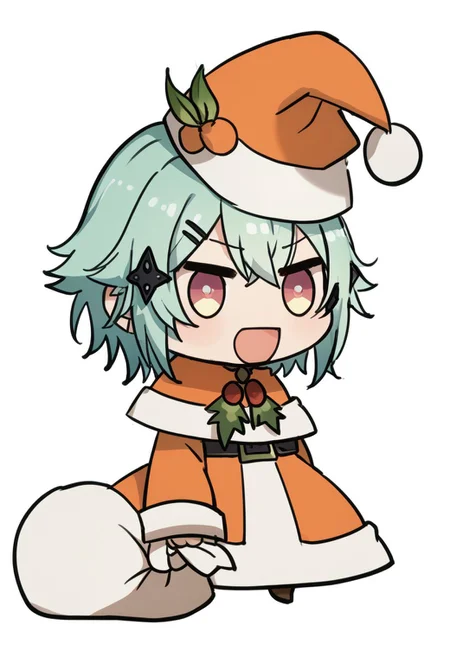 score_9, score_8_up, score_7_up, score_6_up, score_5_up, score_4_up, 1girl, padoru <lora:padoru-PD-1.0:1>, sinon \(sao\), white background