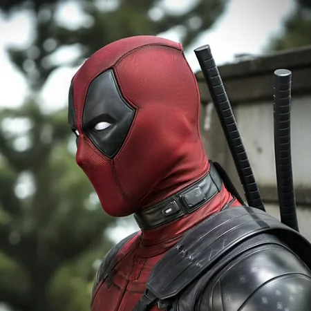 Deadpool1024, an man in a superhero suit, close up face portrait, highly detailed , ultra sharp, photograph, film, bokeh, professional, 4k, highly detailed <lora:add-detail-xl:1.5> <lora:Deadpool1024-000280:0.8>