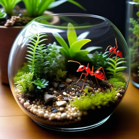 Terrarium Tales: Create miniature worlds in glass terrariums that house tiny civilizations,
fantastic ecosystems or landscapes. Red ants have their habitat there.