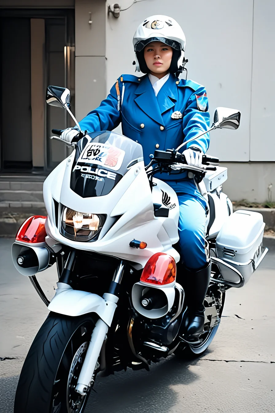 score_9, score_8_up, score_7_up, source_real, realistic, photorealistic, BREAK
<lora:BDpony_MotorcyclePolice_V1-000011:0.9> <lora:detailed_notrigger:1> <lora:zy_Detailed_Backgrounds_v1:1>
MotorcyclePolice, motor vehicle, 1girl, motorcycle, blue jacket, looking at viewer, solo, honda, riding, license plate