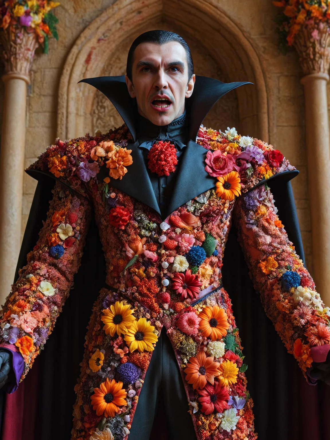 ais-flowery Dracula stood in his castle, masterpiece < <lora:Flowery_Style_SDXL:1>,<lora:EnvyBetterHiresFixXL01:0:hr=1>