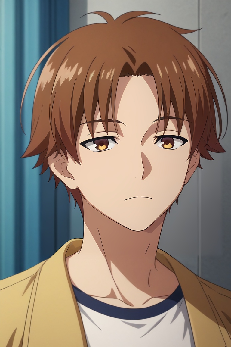 score_9, score_8_up, score_7_up, source_anime, rating_safe, , anime screencap, anime coloring, official style, , , 1boy, solo, male focus, <lora:kiyotaka_ayanokouji_pony:0.9>, kiyotaka_ayanokouji, brown hair, brown eyes, short hair, bangs, parted bangs, , , <lora:sdxl_lightning_8step_lora:1>