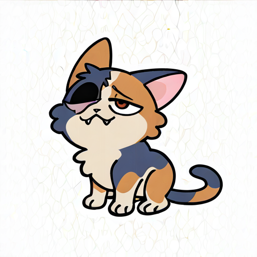 fullhero,
1boy, (calico cat, ((feral, feral male, male)), (quadruped), ((slightly chuuby)), (((blind eye, scar over blind eye))), moustache-like fur, tricolor, (brown fur), (dark blue fur), (light hazel fur), (color divided fur), (fur segmented), (face fur segmented:1.2), segmented ears fur), eyes light hazel, (chest light hazel), (light hazel paws), pawpads pink, irregular rings tail, brown eyes, fuzzy fur, ((animal fur not hair)), (((small, short stature))), ((fangs:1.3)), 4 feet toes),  
white background,