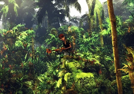 textless, junglepunk jungle trees, overgrown landscape, in another Amazonian jungle-punk world
