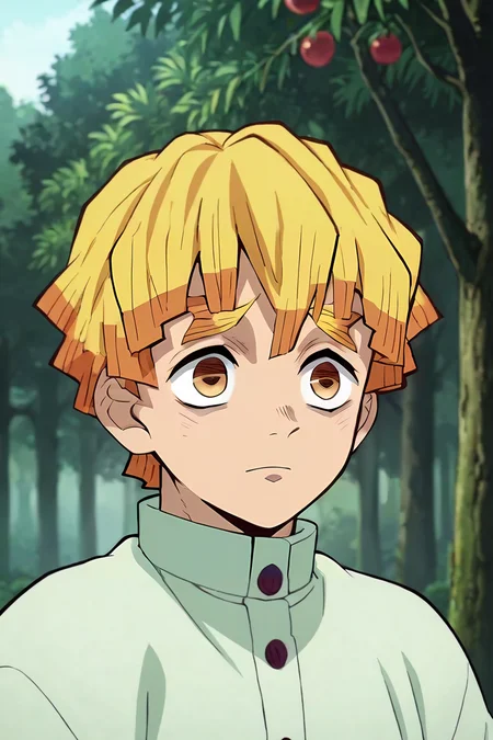 score_9, score_8_up, score_7_up, score_6_up, score_5_up, score_4_up, BREAK source_anime, anime screencap, anime coloring, , , upper body, , 1boy, solo, male focus, <lora:zenitsu_agatsuma_pony:0.84>, zenitsu_agatsuma, , , zombie hunter costume, The Enchanted Forest, , <lora:sdxl_lightning_8step_lora:1>