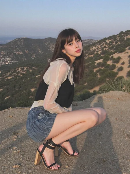There are wonderful studio lights and various reflections,
18yo beautiful cute girl with blushing and female orgasm.skin naturally showing the texture of blood vessels and detailed pale skin,
--,
<lora:Nakajo_Ayami_f1:1>,she is Nakajo Ayami,
(Chiffon_blouse:1.5),(Pleated_culottes:1.4),(Strappy_block_heels:1.3), Canon EF 600mm lens photo,she is in the center of the picture,the background is the Hollywood Hills,and there text 'buzz me please' on the Hollywood Hills,,#好è±åå±±600mm