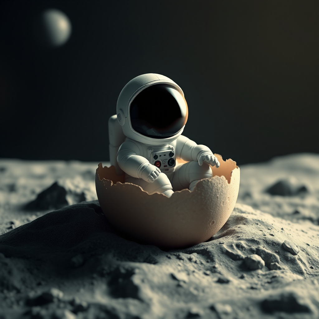 the astronaut is born in a broken egg on Mars