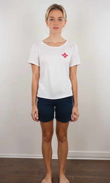 CZC, FULL BODY, CLOTHED wearing Plain t-shirt and shorts  Scandinavian Heavyset woman (blushing:0.4) score_9, score_8_up, score_7_up, BREAK, 8k, masterpiece, high quality,    ,   <lora:czc-PN:1>