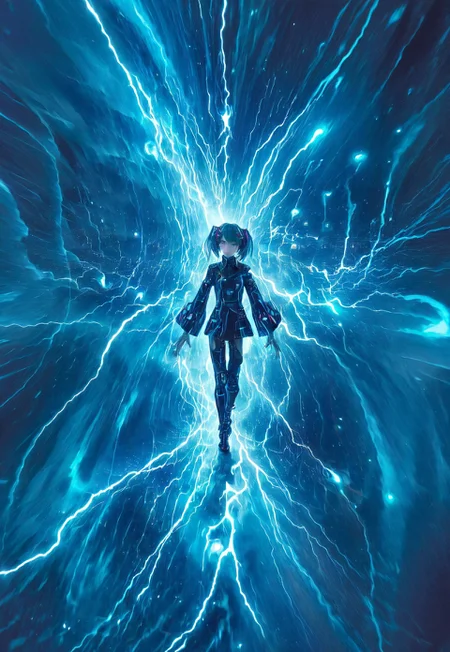 safe_pos, double exposure of Hatsune Miku with long blue hair floating twintails singing merging with a printed circuit board, <lora:DoubleExposure:1>, head, person,
(masterpiece, best quality, ultra_detailed, highres, absurdres:1.2),
realistic, photo, circuitry, circuits, chip, processor, motherboard, electronics, side view,
1girl, solo, (Hatsune_Miku, long_hair, aqua_hair, twintails:2), aqua_eyes, small_breasts, bare_shoulders, necktie, detached_sleeves, sleeveless_shirt, pleated_skirt, black_skirt, aqua_necktie, grey_shirt, black_thighhighs, black_sleeves, arm_tattoo,
<lora:loraeyesxl:0.4>