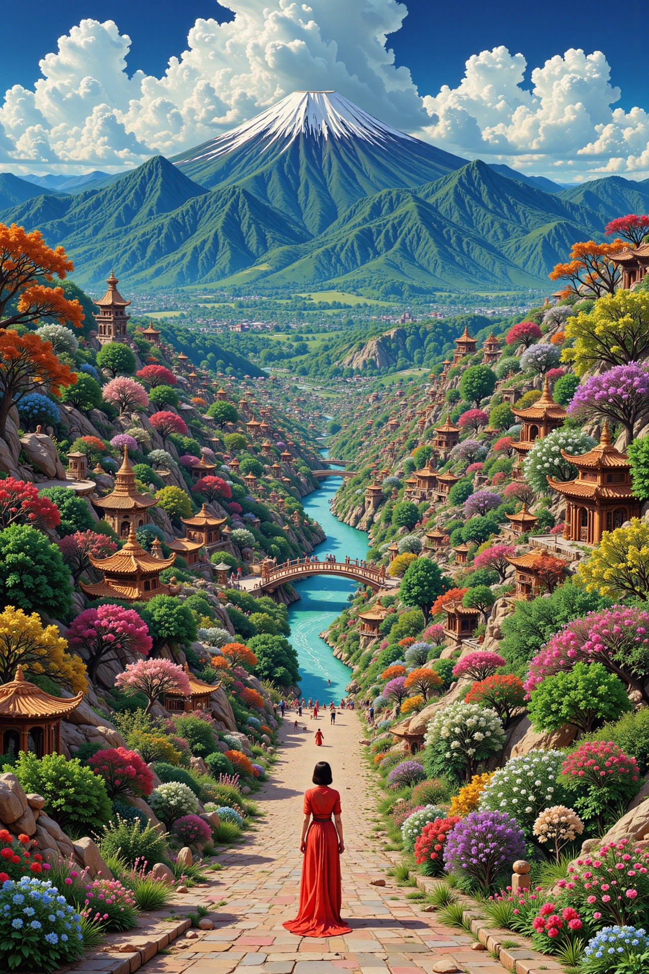 An oriental fantasy city beautiful  landscape, day, woman, very intricate, very detailed, sharp, bright, colorful, <lora:Hand v2:0.5> <lora:Anti-Blur:1><lora:Insane Detail Slider:0.25>  <lora:flux.1_lora_flyway_Epic-detail_v2:0.3> <lora:fluxenhancer:0.25> <lora:90s-anime:1> retro anime, 77oussam 90s, studio ghibli style, 1990s anime