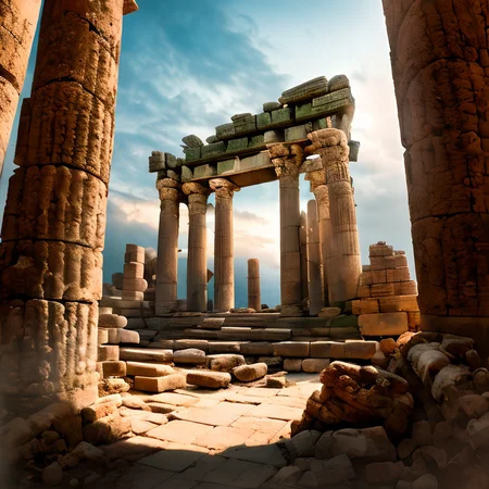 (masterpiece:1.2), (best quality,:1.2), 8k, HDR, ultra detailed, ((photorealistic)), professional light, cinematic lighting, fashion photography, ambient lighting,<lora:detail_slider_v4:3>, ruins of a temple on the coast, FanRu <lora:FantasyRuins-10:0.7>, epiCPhoto