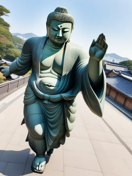 incredibly_absurdres,best_quality,masterpiece,
solo,<lora:daibutsu_A_XL_v1.1:0.8>,great buddha,running,city,speed lines,