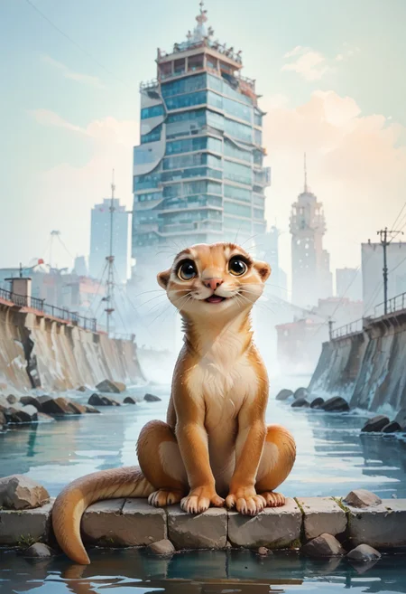 score_9, score_8_up, score_7_up, rating_questionable,score_9, score_8_up, score_7_up, BREAK,yellow otter,light peach fur,,full body, riverside background,highly detailed,intricate details,warm and cozy,hyper realistic,