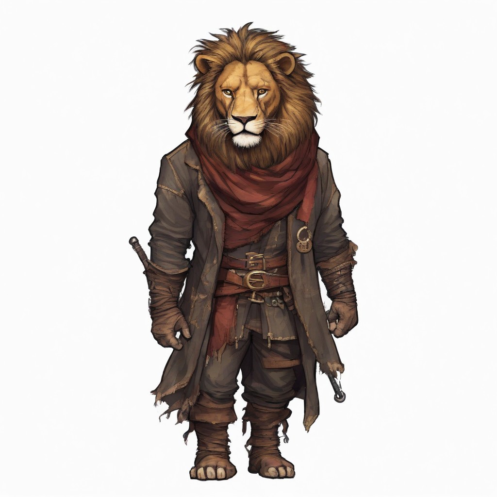 Lion, Knight, No Humans, Solo, Simple Background, Full Body, Transparent Background, Pirate Coat, Long, Tattered, Gold Buttons, Weathered Fabric
Nomad Garb, Layered Cloth, Scarf, Desert Colors
Stealth Suit, Tight-Fitting, Matte Black, Hidden Pockets