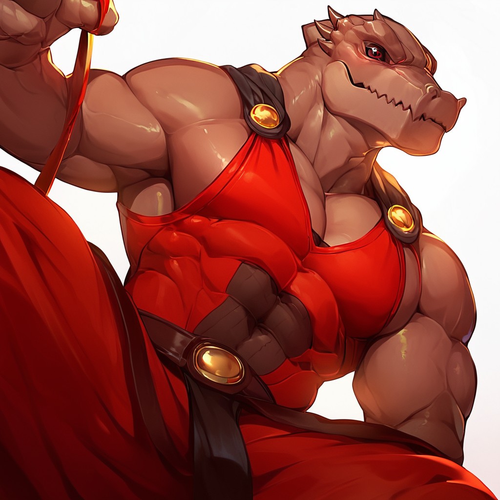 Score_9, score_8_up, score_7_up, score_6_up, score_5_up, score_4_up, Rak, red eyes, scalie,  bara, solo, 1boy, red robe, black sclera, zPDXL3 <lora:Rak_Wraithraiser:1.0> <lora:LUX_Style_Enhancer:1.0>