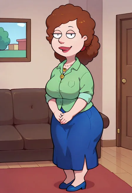score_9,score_8_up,score_7_up,score_6_up,best quality, 1girl, solo, living room, couch, indoors,
BREAK
unnamed girl, brown hair, black eyes, (mature female:1.5), (plump:1.2), large breasts, gigantic ass, gigantic hips, green sweater, rolled up sleeves, blue skirt, navy blue shoes, own hand together, smile, looking at viewer, long skirt, half-closed eyes, necklace,