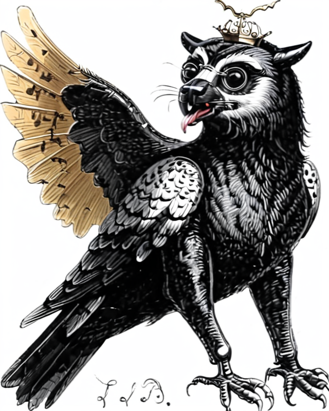 an angelic creature with the head of a leopard and the body of bull and the wings of a crow,art by llbreton, <lora:LLbretonXL-000004:1>