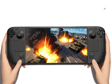 masterpiece, best quality,
<lora:steamdeck.sdxl.v2:0.55> steamdeck, (fontalsteam ), white steambackground,
holding game console, pov, hand,
battlefield, top view, birdsview, explosion, fire