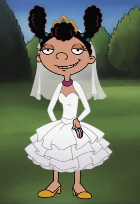 Timberly, 1girl, solo, black hair, smile, black eyes, masterpiece, best quality, outdoors, full body, barefoot, standing, perfect small flat chest natural breasts;
Wedding dress, Wedding veil, Golden tiara, Golden Wedding ring, Golden high heels sandals,
headshot, face focus, smug smile, parted lips, long eyelashes, black eyes, <lora:Timberly:1>,