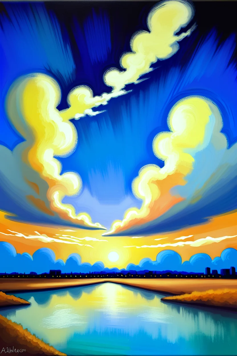 oil painting,golden hour, blue sky, clouds, scenery, "at the indescribable Arcology"<lora:EnvyStylizedXL02:1>