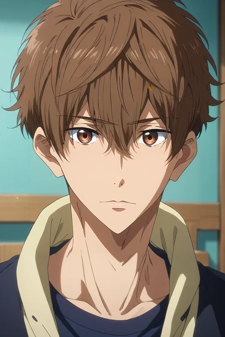 score_9, score_8_up, score_7_up, source_anime, rating_safe, intricate details, , looking at viewer, , depth of field, 1boy, solo, male focus, <lora:natsuya_kirishima_pony:1>, natsuya_kirishima, brown hair, brown eyes, short hair, hair between eyes, bangs, , staff room, , <lora:sdxl_lightning_8step_lora:1>