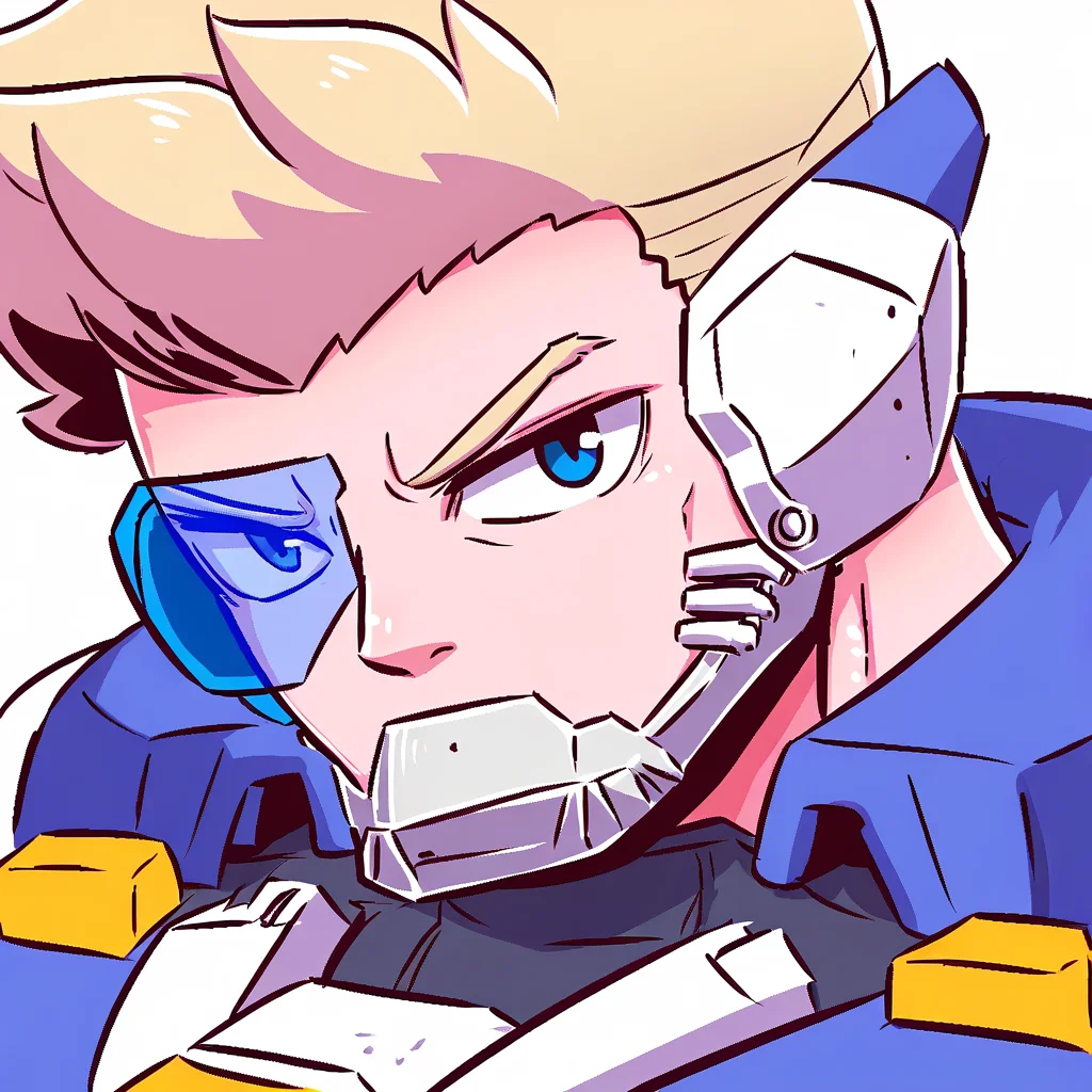 1boy, solo, scouter, blonde hair, armor, transparent background, upper body, portrait, simple background, white background, looking at viewer, blue eyes, jackm, naga u<lora:eps-owmen-step00001600r:1>